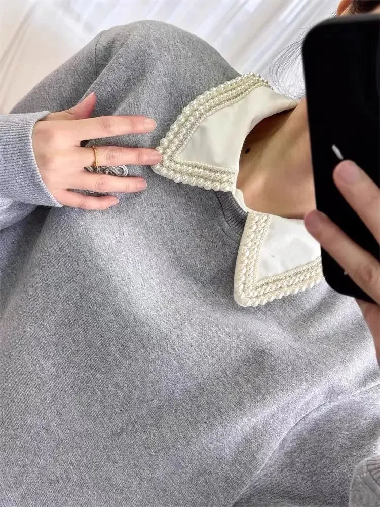 Women's long-sleeved patchwork pullover