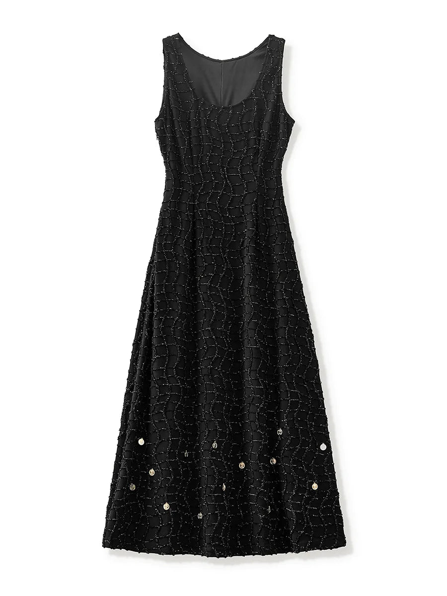 O-neck Sleeveless A-line Solid Maxi Dress For Women