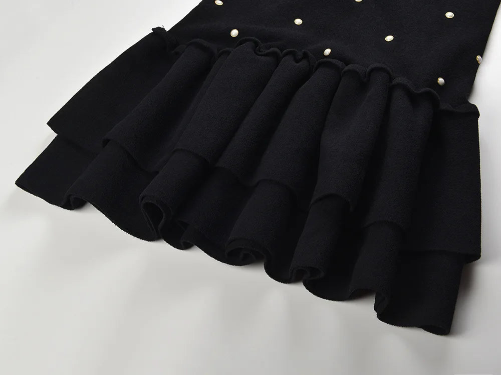 Solid Casual Wear O-necke Women Short Mini Knitted Ball Gown Dress