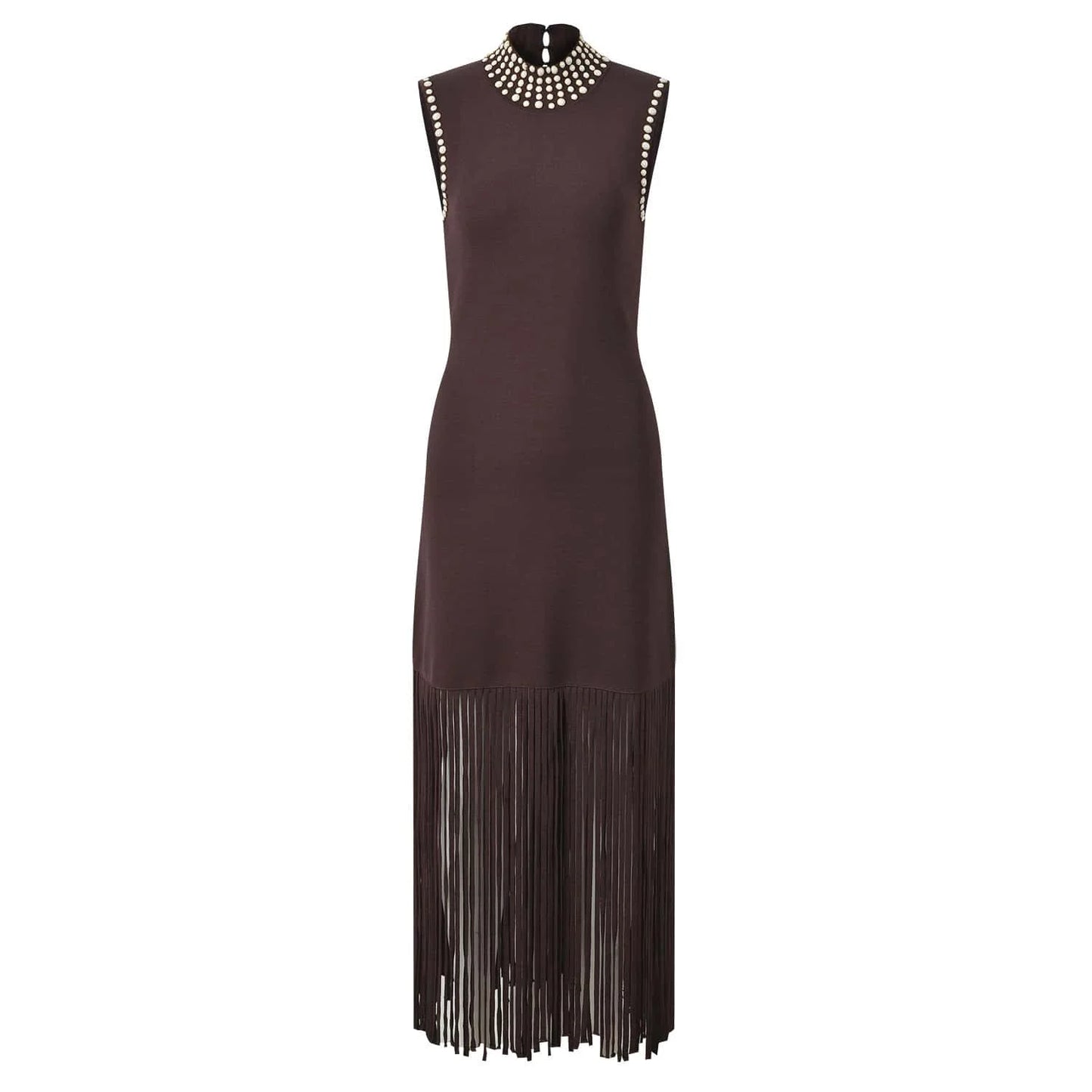 Women's high collar sleeveless knitted dress