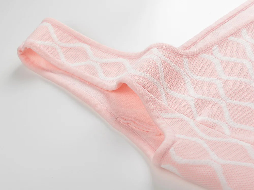 Sexy Tank Knit Mini Dress with Pockets Pink