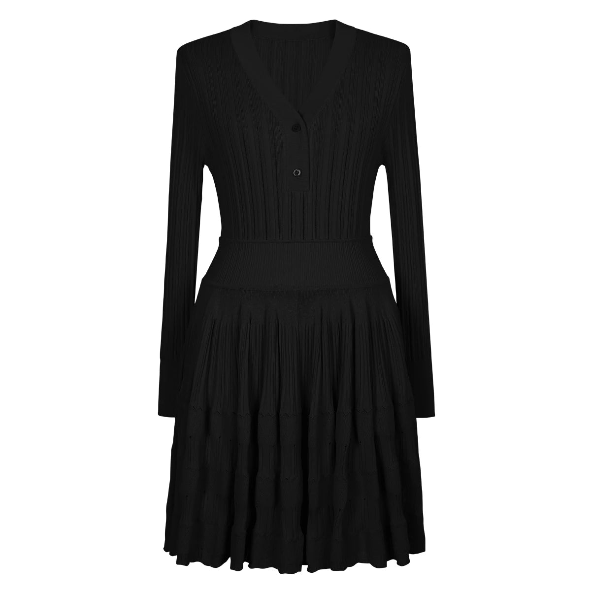 Women's long-sleeved knitted mini dress