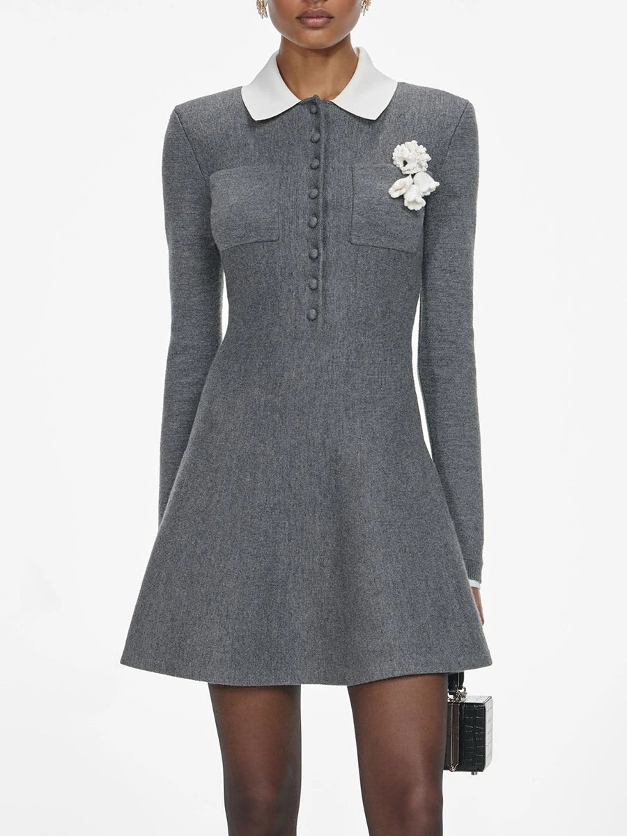 Women's gray long-sleeved dress