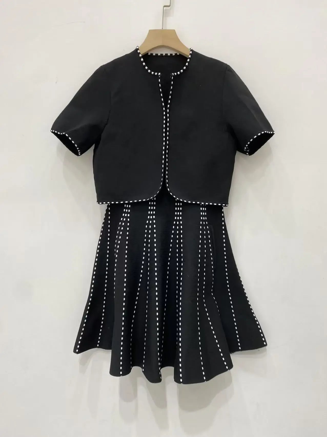 Women's black embroidered two-piece suit