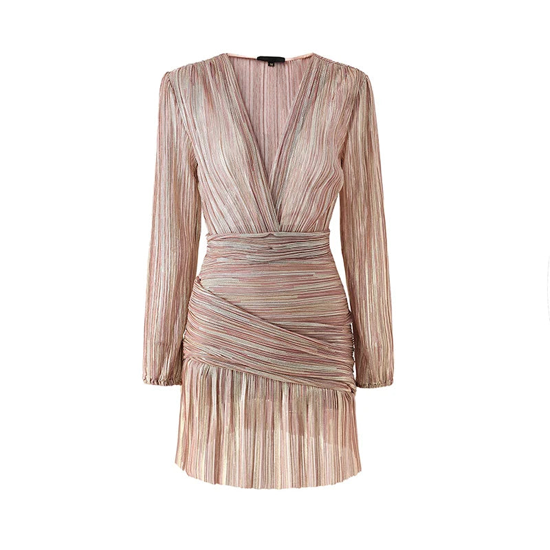 French Style Party Eneving Design Sexy V-neck Dress