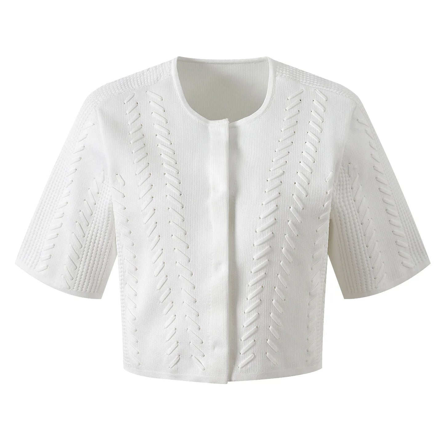 Women's white knitted two-piece suit