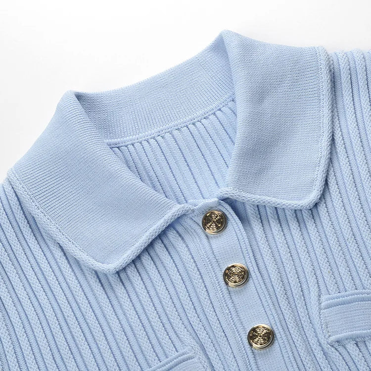 Women's blue knitted slim elegant dress