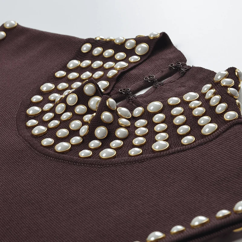 Women's high collar sleeveless knitted dress