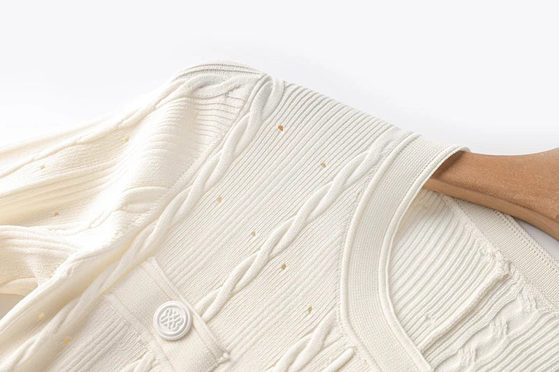 Midi Knitting Dress Quality Buttons Strongly Elastic for Women