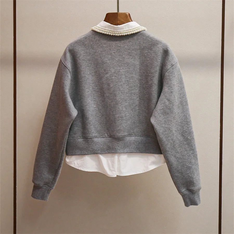 Women's long-sleeved patchwork pullover