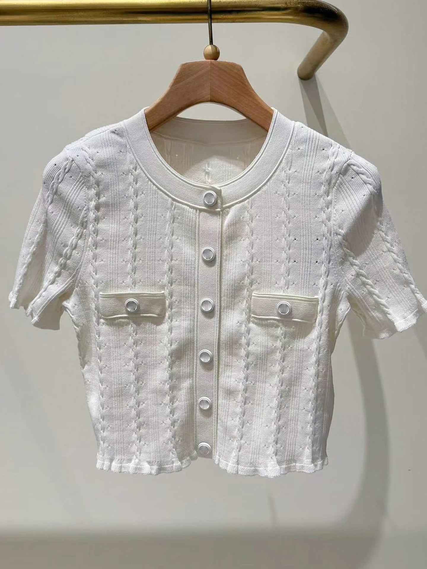 Women's short-sleeved cardigan dress suit