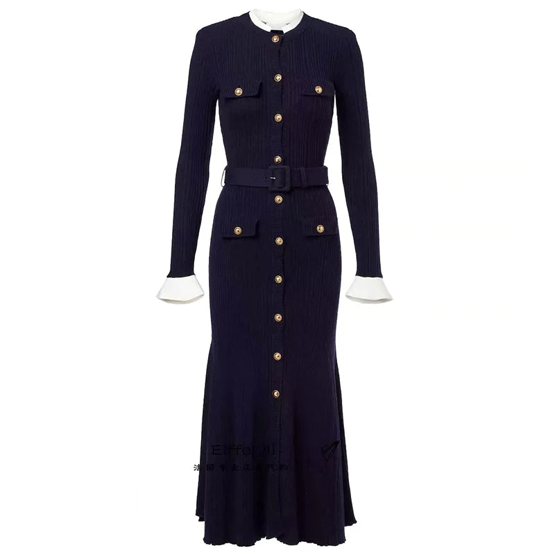 Women's long sleeve knitted slim dress