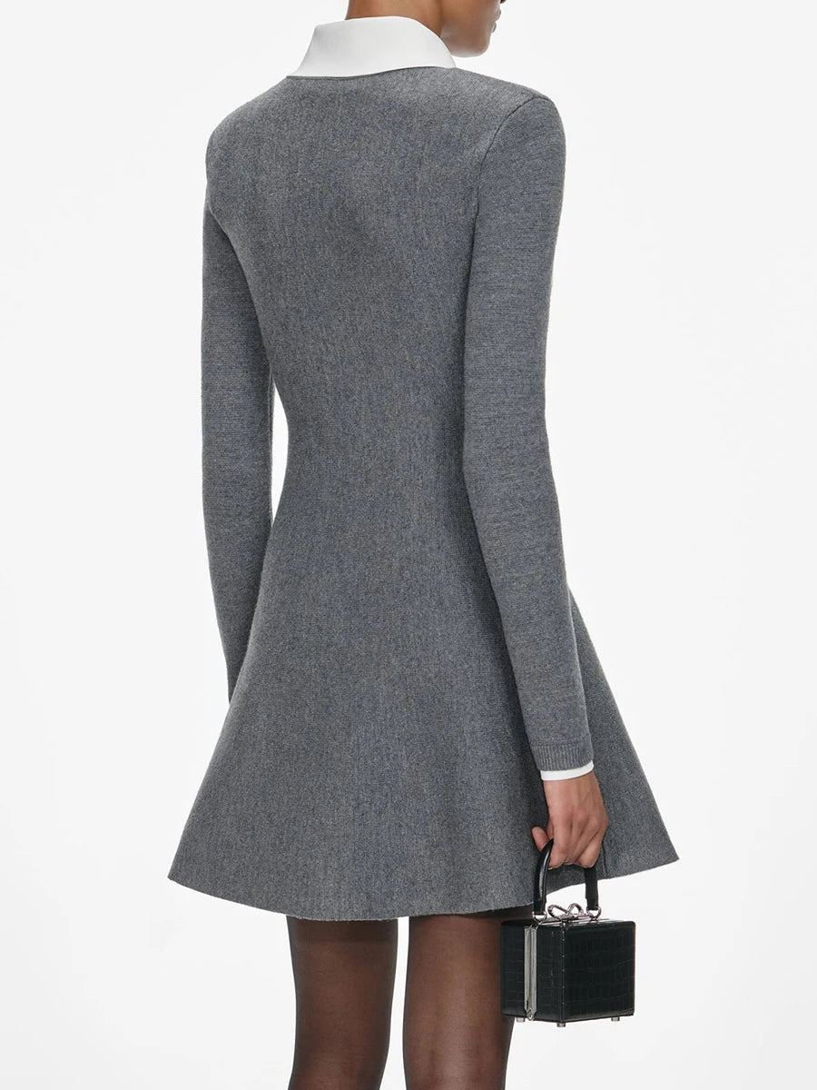 Women's gray long-sleeved dress