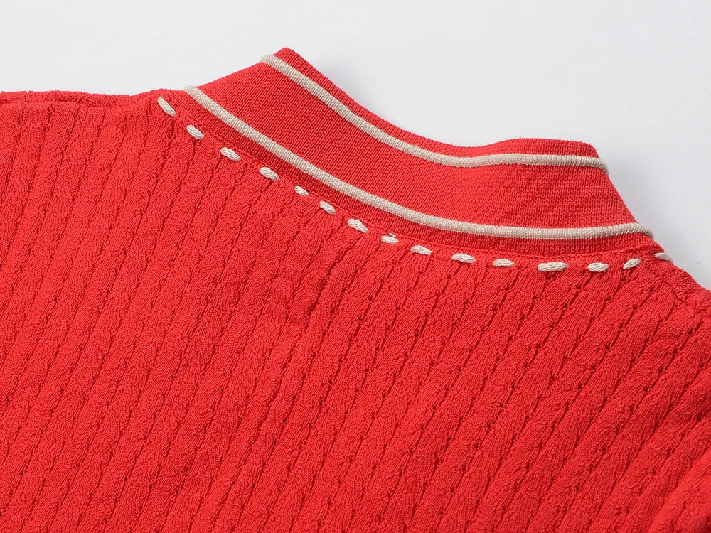 Women's red knitted dress