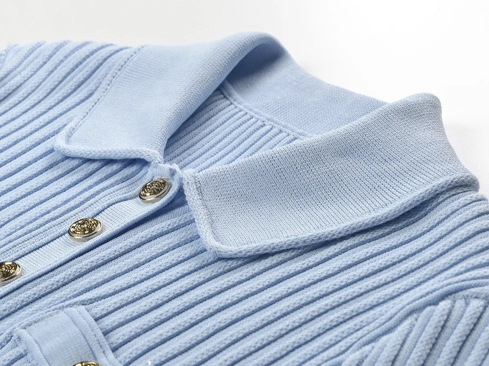 Women's blue knitted slim elegant dress