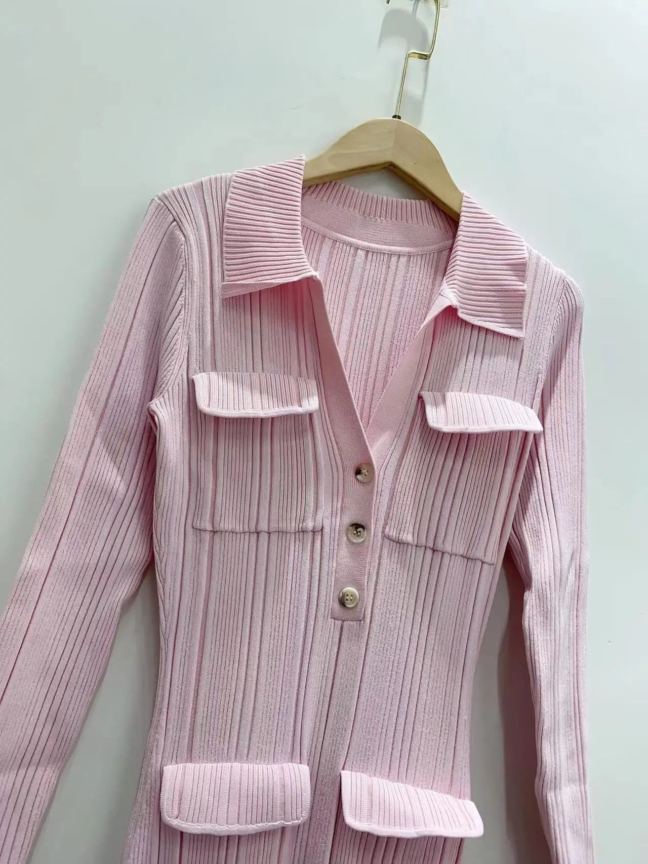 Pink Slim Fit Knit Dress for Women