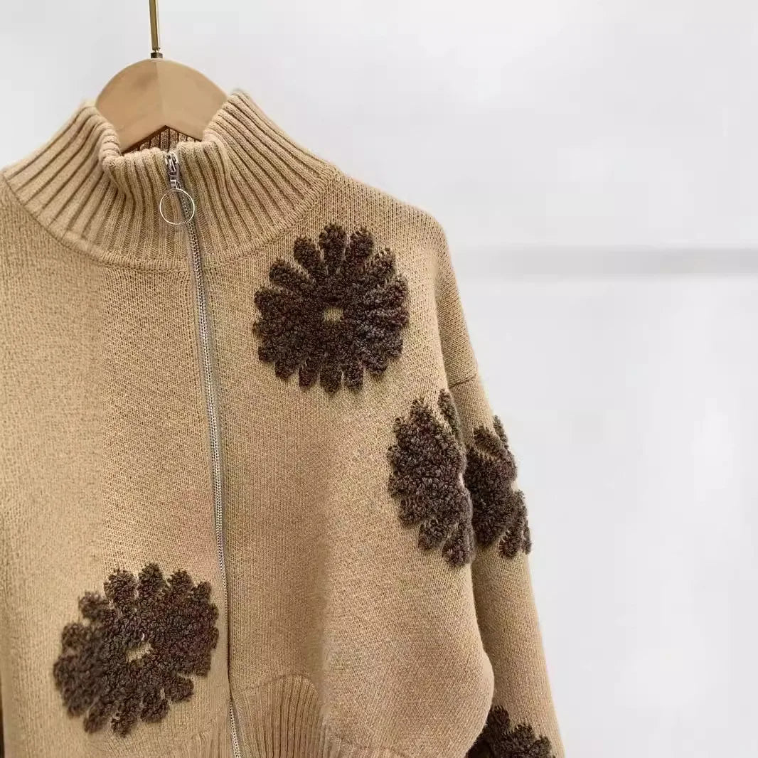 Women's embroidered knitted cardigan