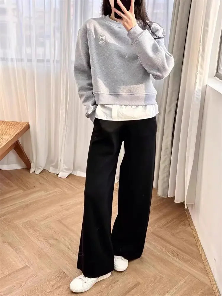 Women's long-sleeved patchwork pullover
