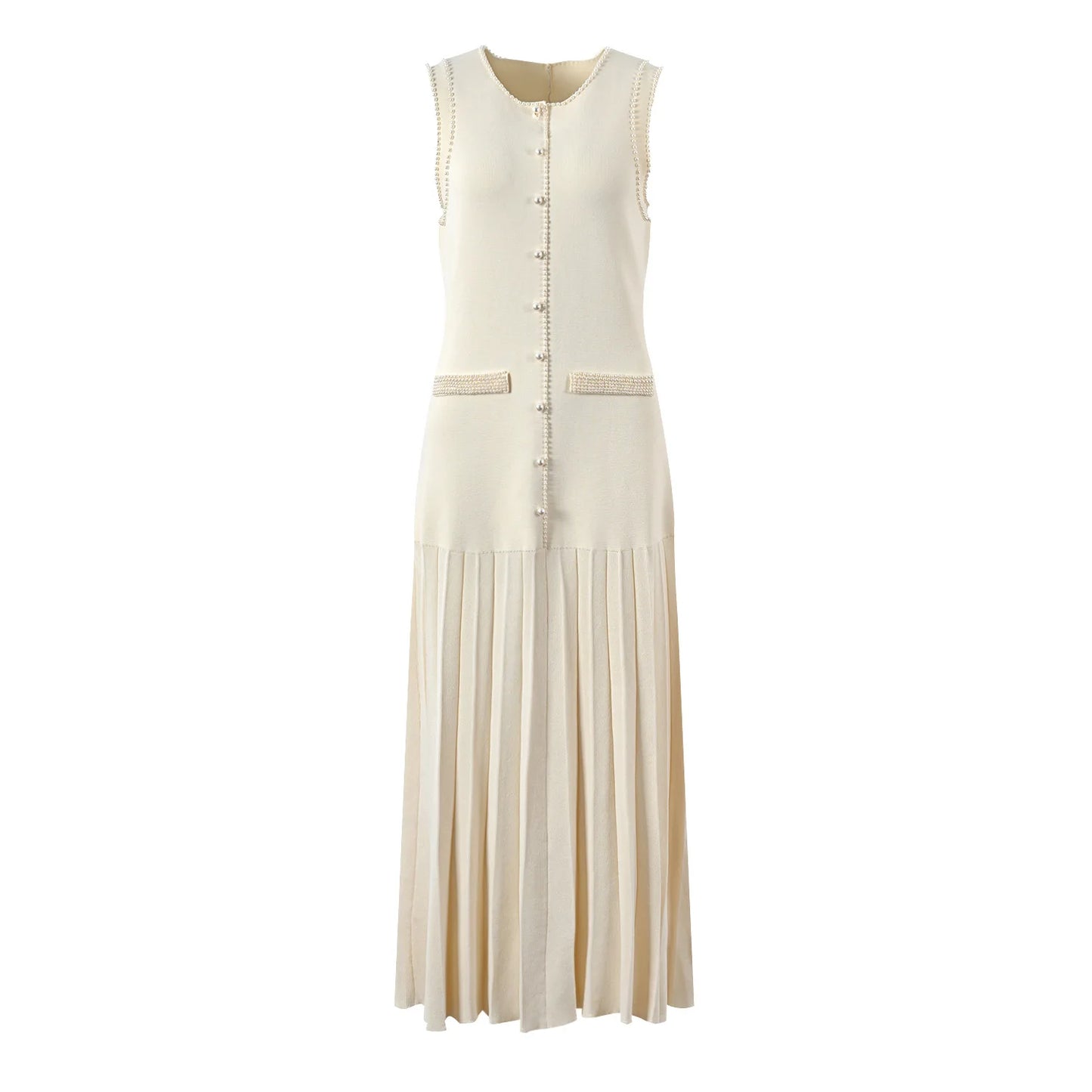 Lady Designed O-neckline Sleeveless Long Dress