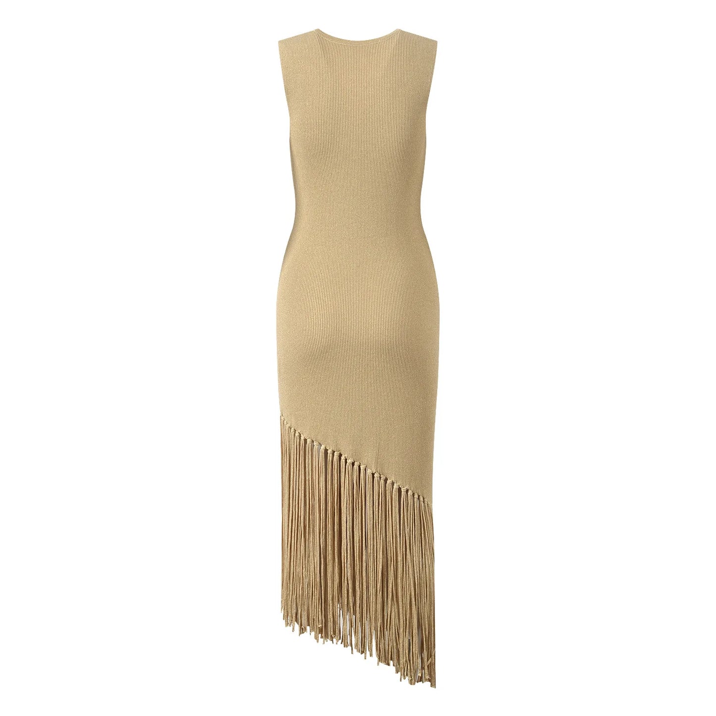 Women Knitted Slim Fitted Designed Tassel Solid Long Dresses