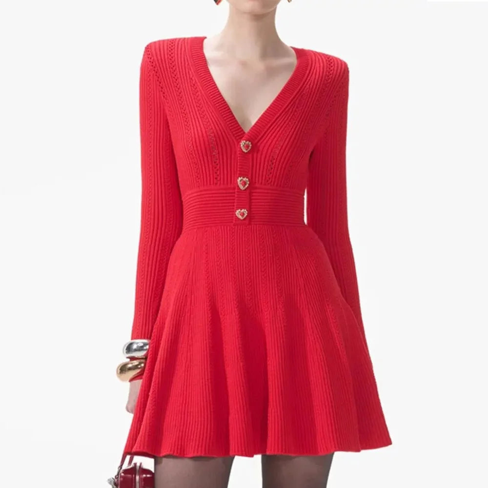 Women Knit Solid Dress