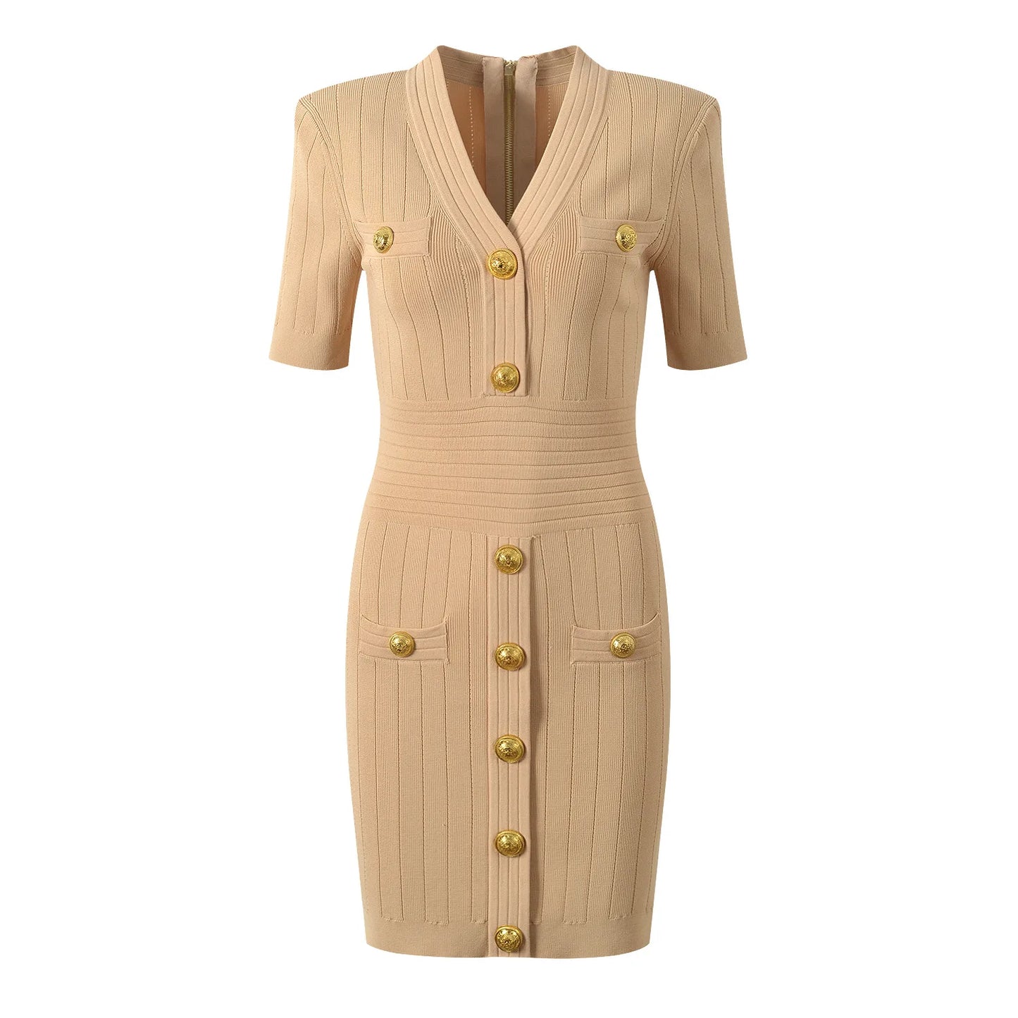 Short Sleeve V-neck Slim Knitting Casual Sheath Mini Dress Women