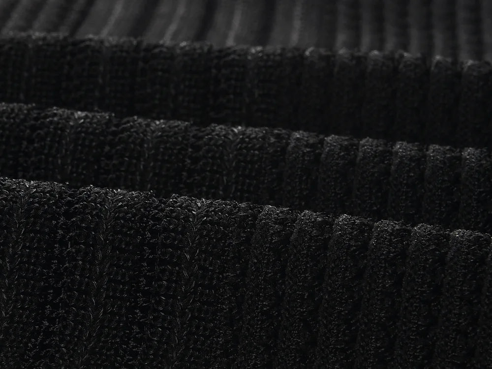 Women Hollow Out Knitted Designed Mermaid Skirt Slim Fitted Women Midi Slip Dress Black