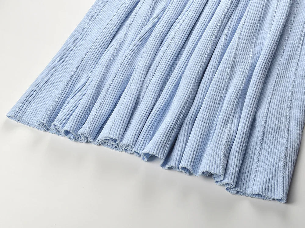 Women's blue knitted slim elegant dress
