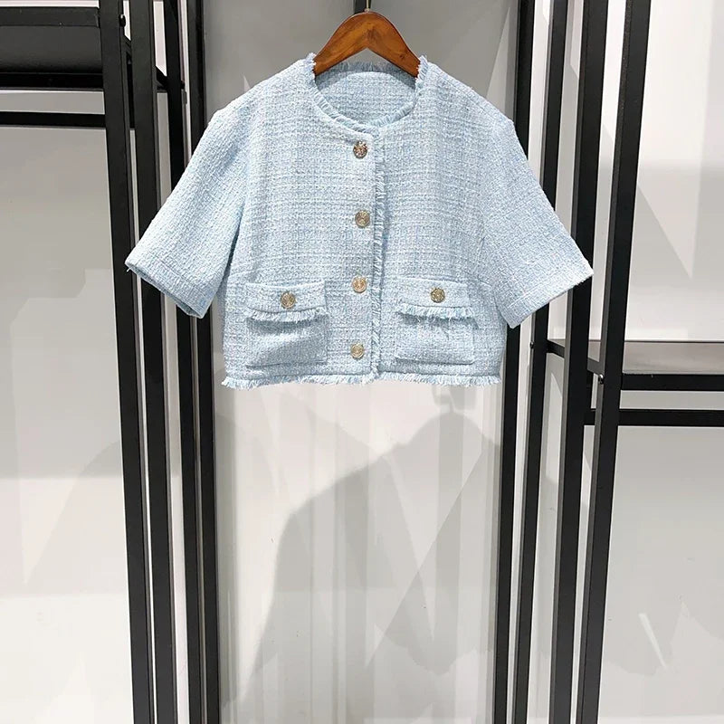 Women's light blue elegant three-piece suit
