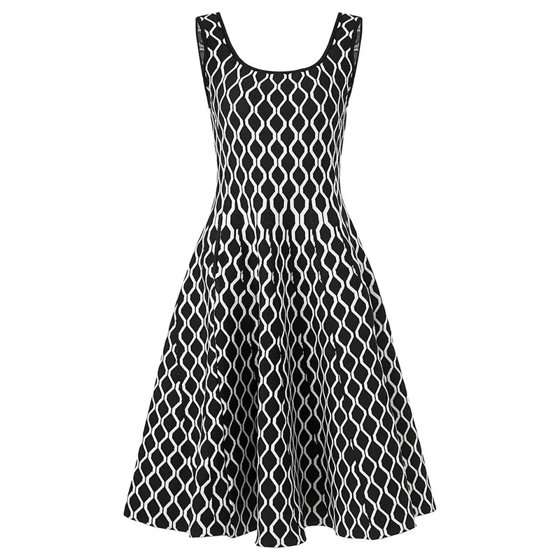 2025 Women Geometry knitting Dress High Quality A-Line Dress