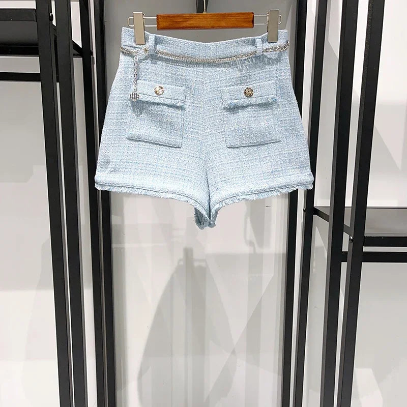Women's light blue elegant three-piece suit