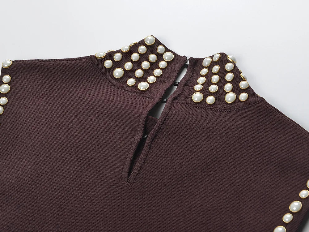 Women's high collar sleeveless knitted dress