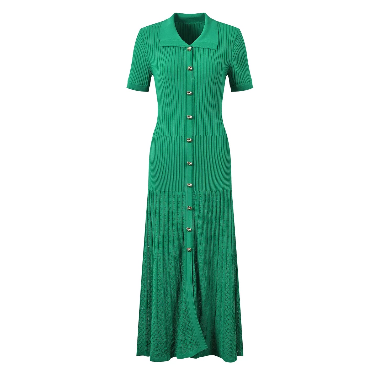 Summer Women Knitted Short Sleeve Maxi Dresses