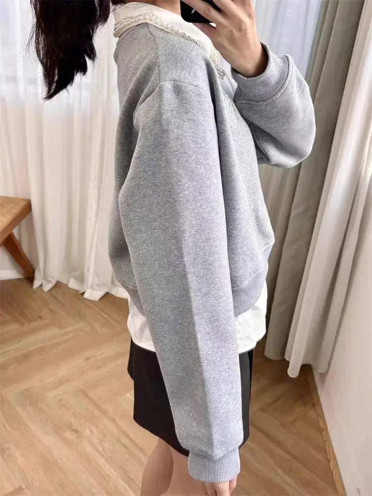 Women's long-sleeved patchwork pullover