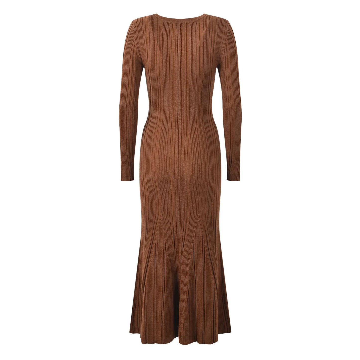 Women Knit Single-breasted Slim Fitted Flared Hem Maxi Mermaid Dress