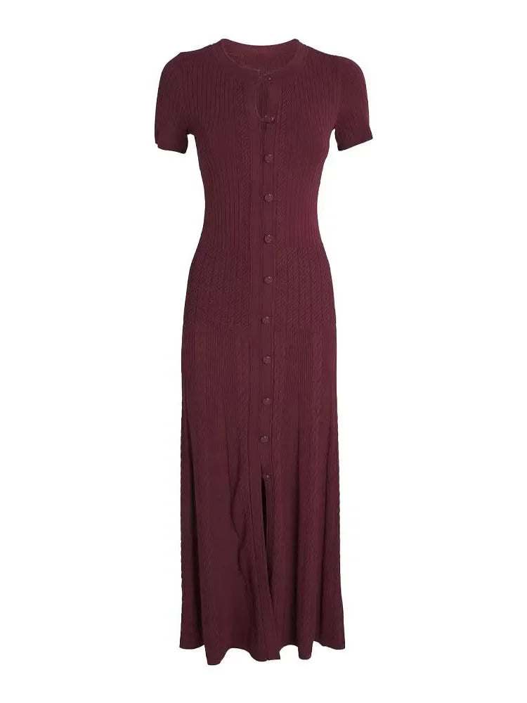 Women's short-sleeved round-neck knitted dress