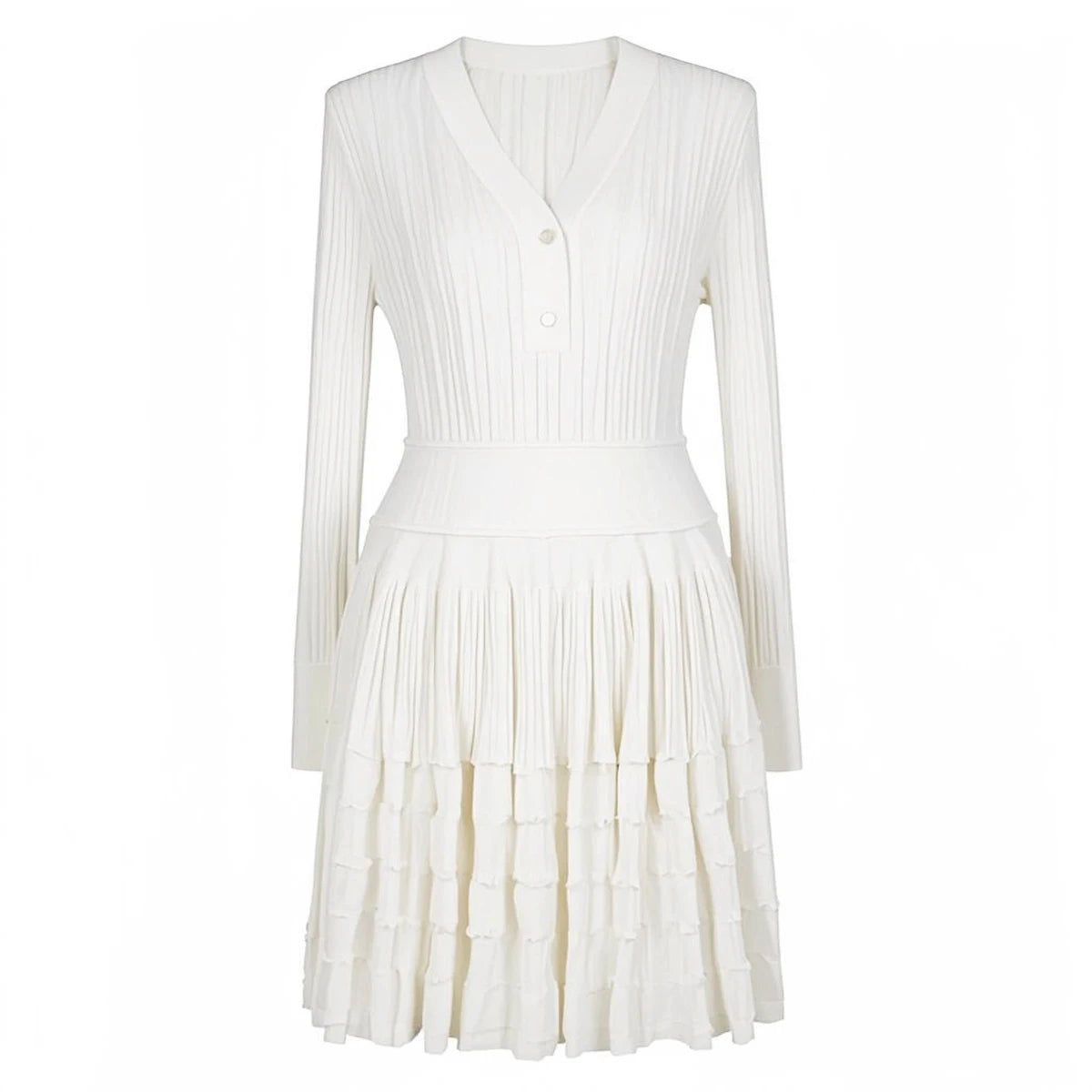 Women's long-sleeved knitted mini dress