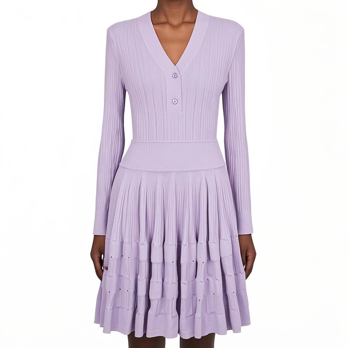 Women's long-sleeved knitted mini dress