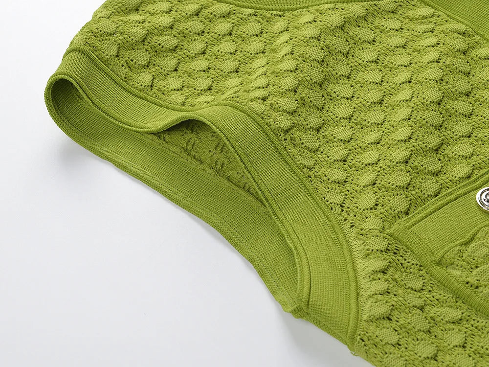 Summer O-neckline Single-breasted Women Knitted Dresses
