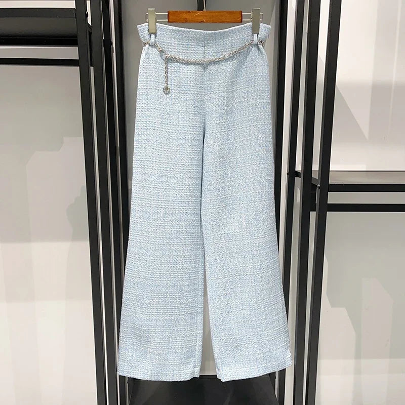 Women's light blue elegant three-piece suit