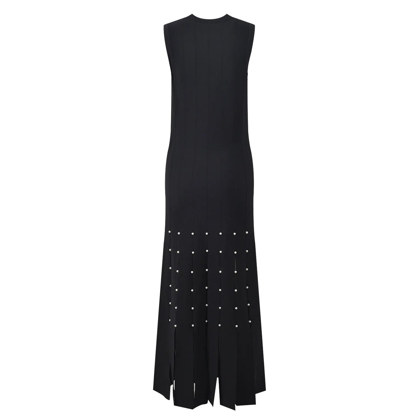Summer O-neckline Sleeveless Women Knitted Long Tassel Dresses
