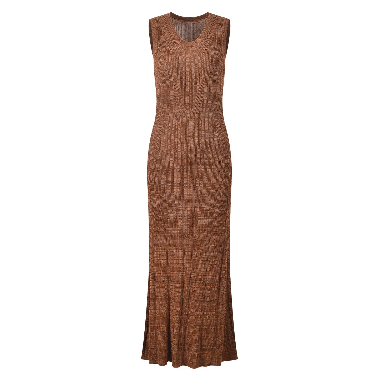 Hollow Out Back Women Fit and Flare Knits Long Dress