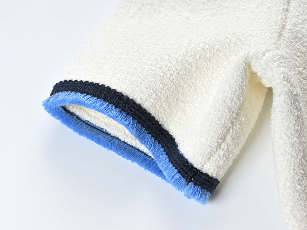 Short Sleeve Single-breasted Cardigan Mini Skirt Women Colorblock Knit 2Pcs