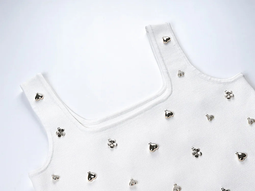 Square Collar Sleeveless Tank Top Slim Mini Skirt Women Solid 2Pcs