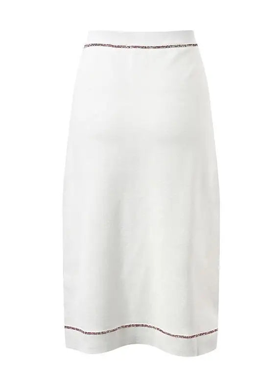 Short Sleeve Single-breasted Cardigan Midi Skirt Women Colorblock Knit 2Pcs