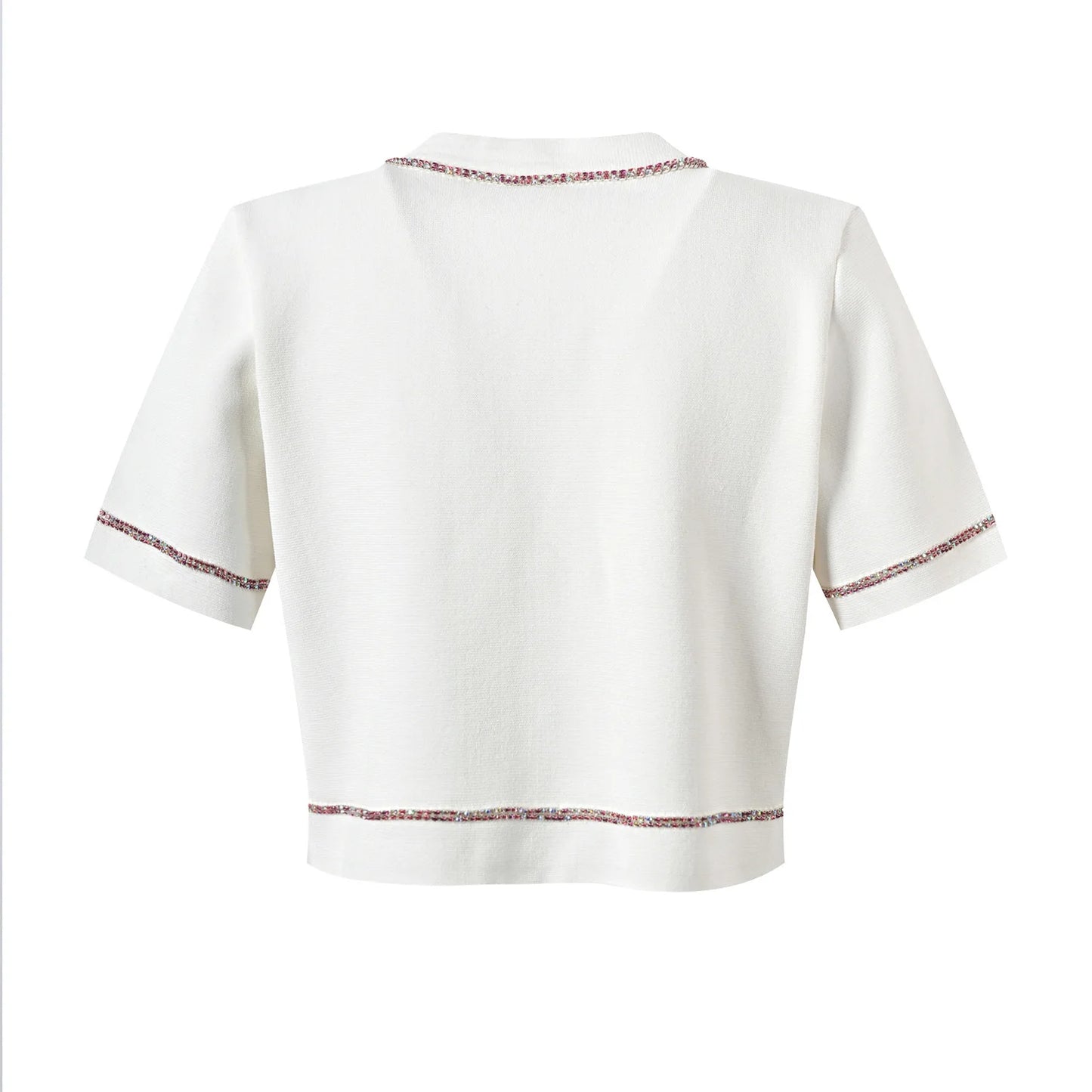 Short Sleeve Single-breasted Cardigan Midi Skirt Women Colorblock Knit 2Pcs