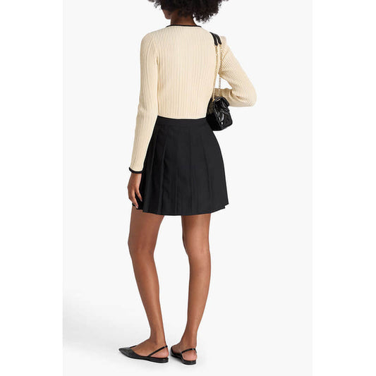 Beige long-sleeved crew neck cardigan