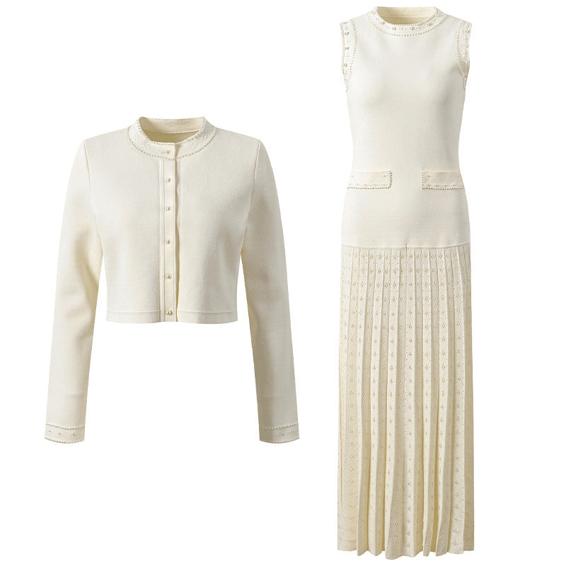 Women's white knitted sleeveless dresson Vestidos