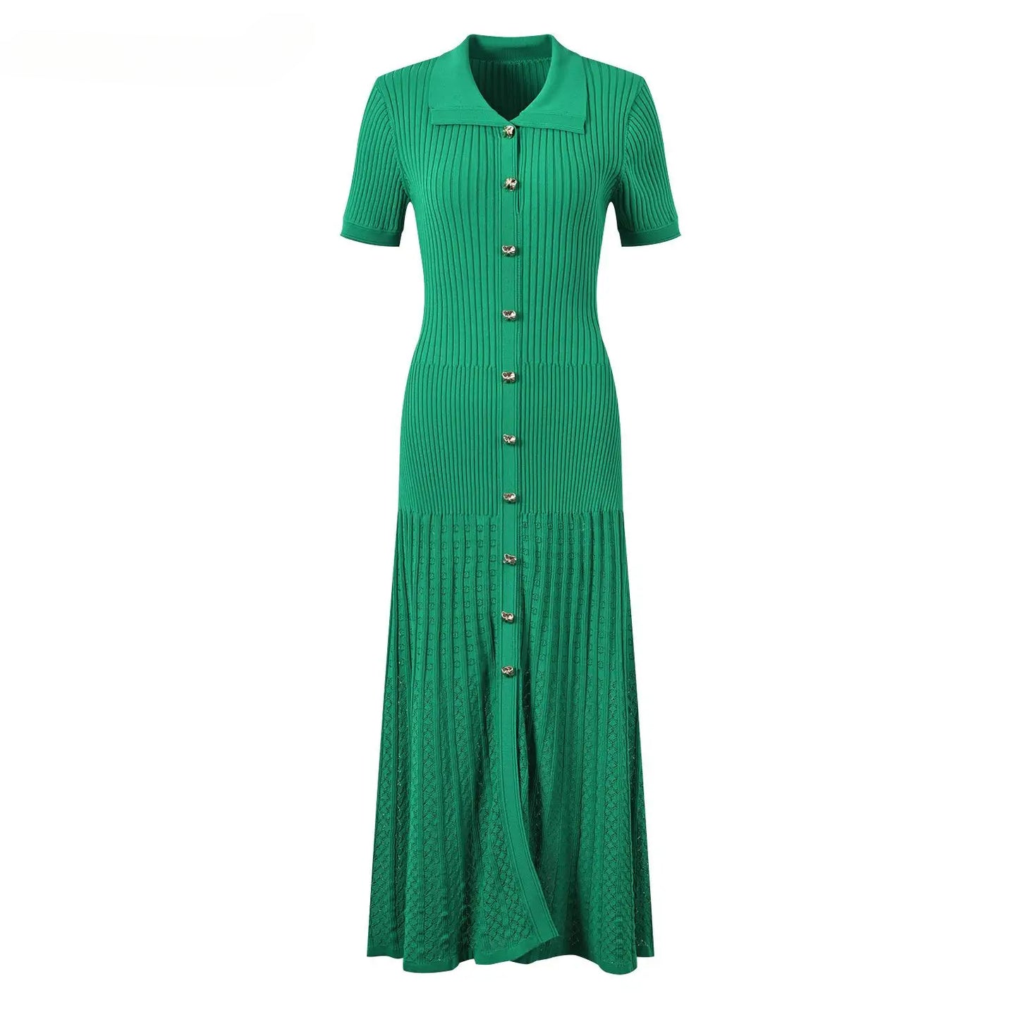 Summer Women Knitted Short Sleeve Maxi Dresses