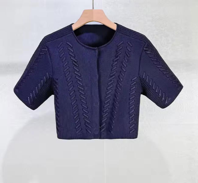 Women's white knitted two-piece suit